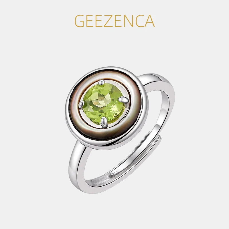 Birthstone Ring Set - GEEZENCA Bague ouverte ronde en argent