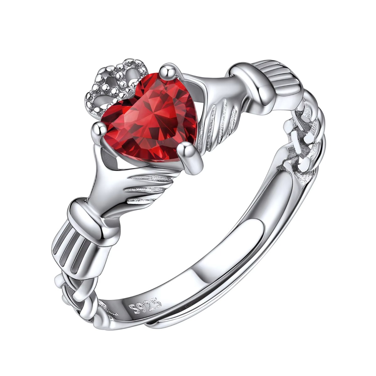 Birthstone Ring Set - U7 3mm 925 argent Claddagh anneaux