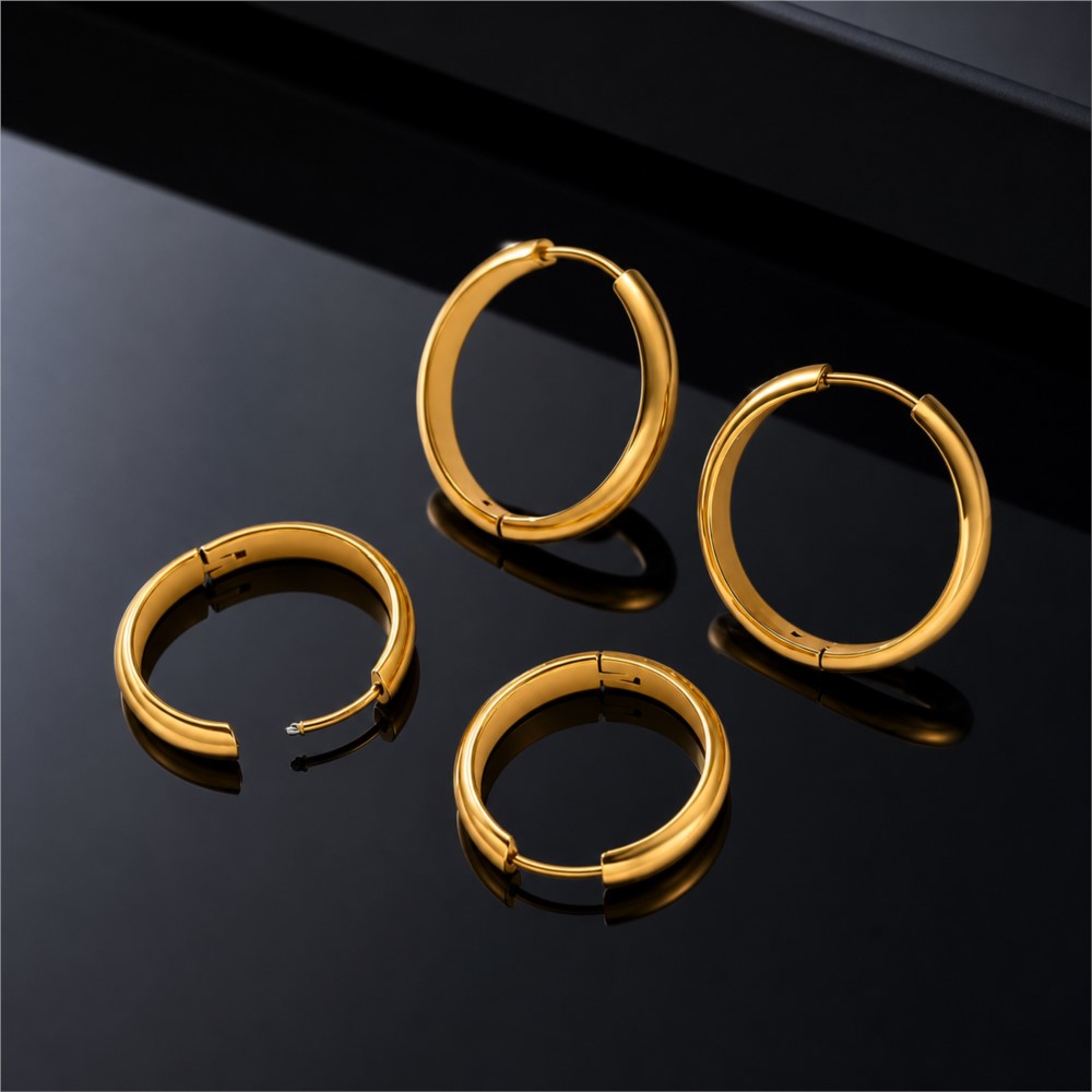 Hoop Earrings - 4 pièces de boucles d'oreilles rondes