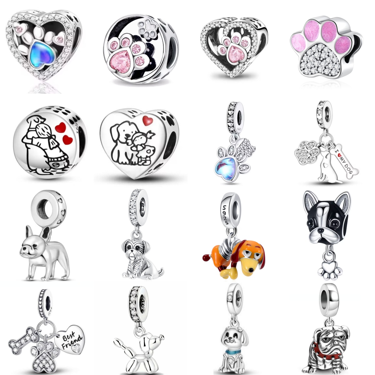 Wolf Jewelry & Watches Tampa Reviews - Breloques loup chiot en zircon brillant,