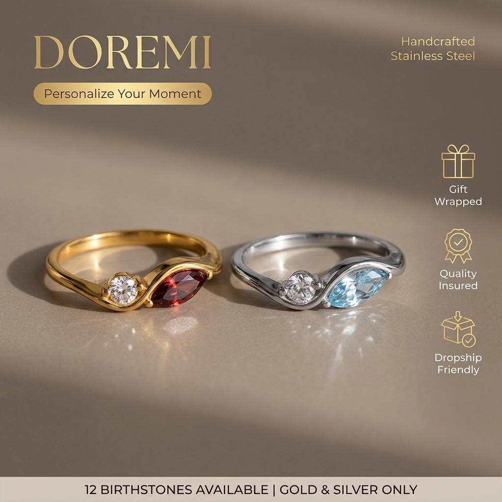 DOREMI Bague en Acier Inoxydab - Birthstone Ring Set avis et prix