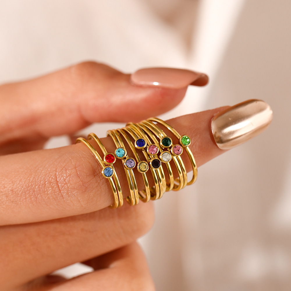 Bague en acier inoxydable avec - Birthstone Ring Set avis et prix