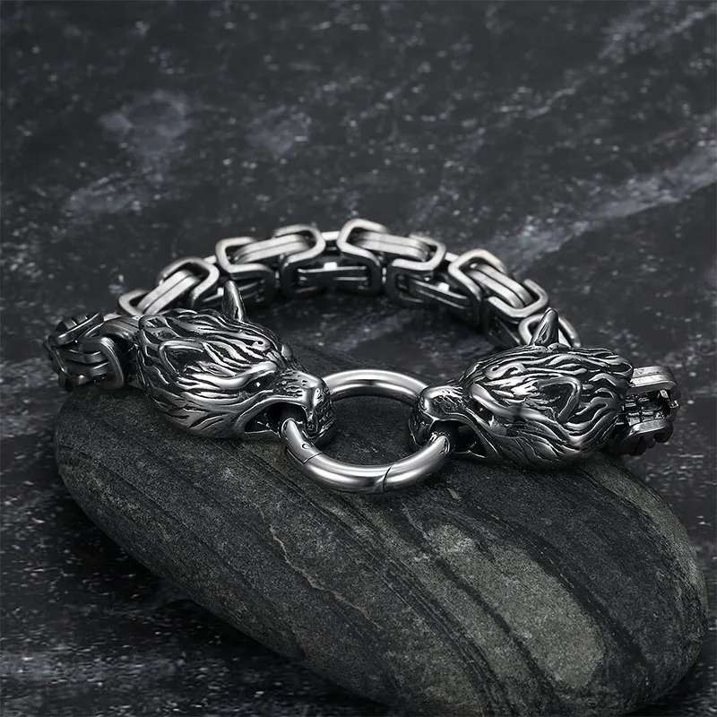 Bracelet Double tête de loup e - Wolf Jewelry & Watches Tampa Reviews avis et prix